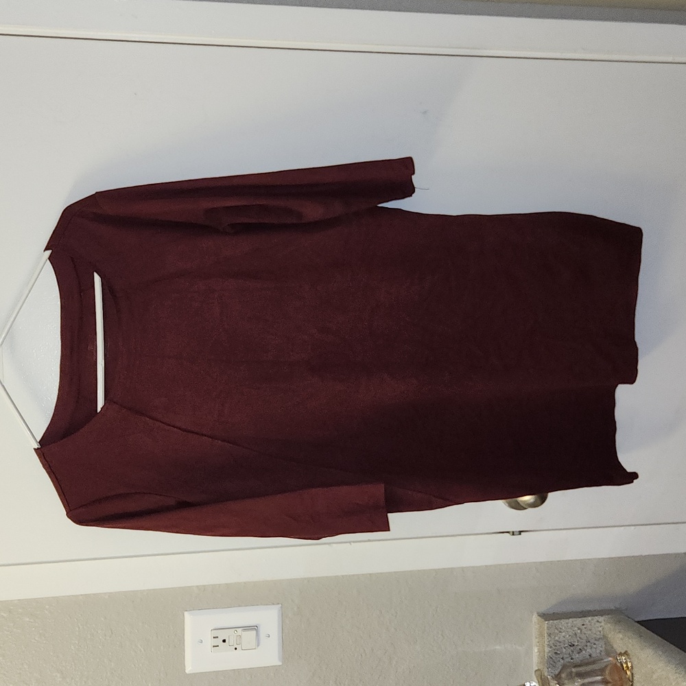 Worthington faux suede Shirt/dress size M Dark brick red.